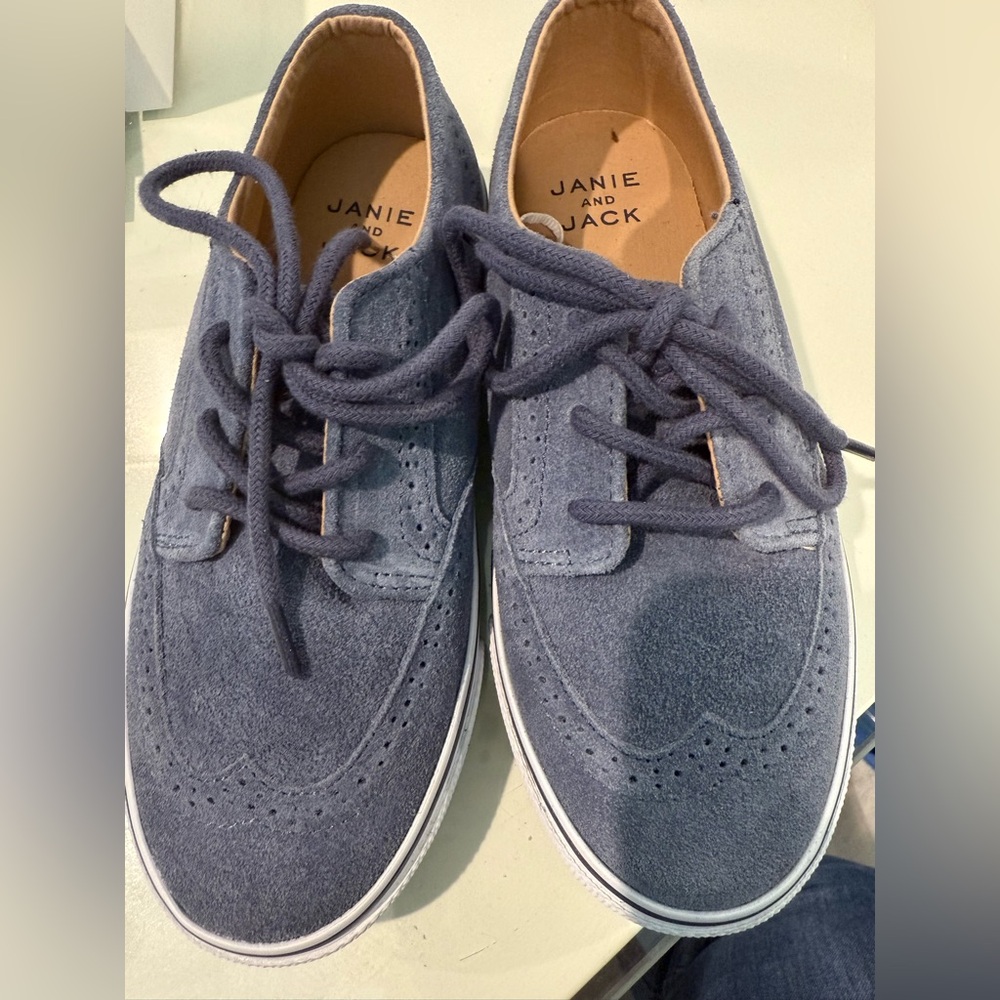Janie and Jack Men's Blue Suede Oxfords